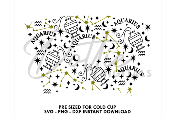 Aquarius Zodiac Cold Cup SVG 24oz: Graphics & Tumbler Wraps