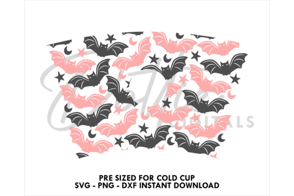 Bats Halloween Cold Cup SVG 24oz: Graphics & Tumbler Wraps