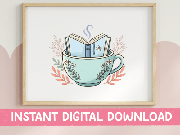 Book and Tea Cup SVG: A Designer's Take on This Storybook Embroidery