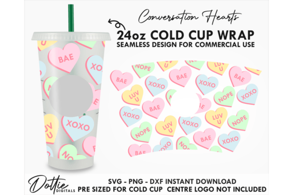 Candy Hearts Valentine Cold Cup SVG 24oz: Graphics & Tumbler Wraps Review