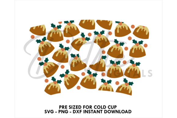 Christmas Pudding Cold Cup SVG 24oz Graphics for Tumbler Wraps