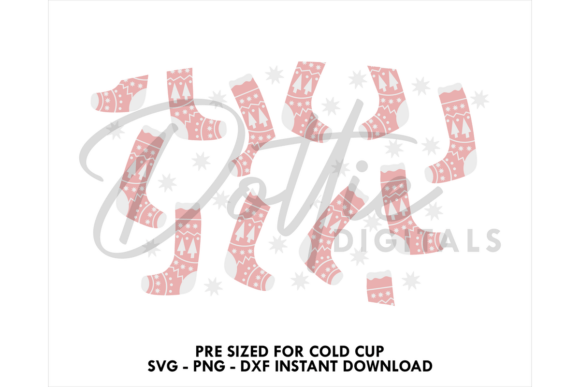 Christmas Stockings Cold Cup SVG: Tumbler Wraps Graphics