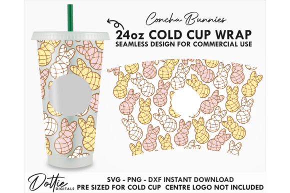 Concha Bunny Rabbit Cold Cup SVG: Graphics & Tumbler Wraps