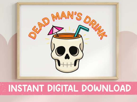 Dead Man's Drink Skull Cup SVG: Bold T-Shirt Graphics & Retro Design