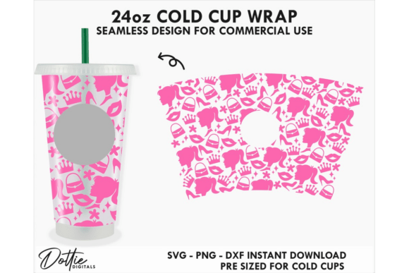 Doll Cold Cup SVG 24oz: Graphics for Tumbler Wraps