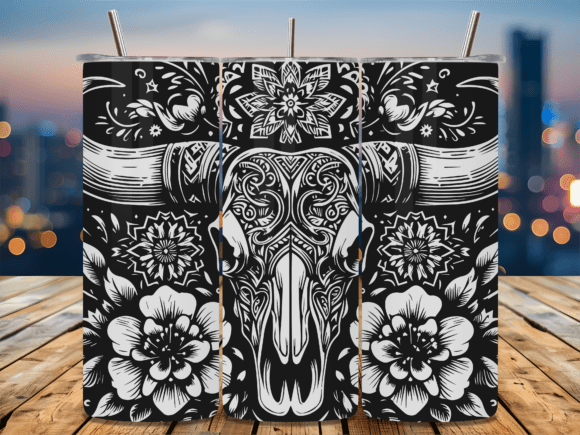 Floral Bull Skull Boho Tumbler SVG: Graphics Meets Crafts