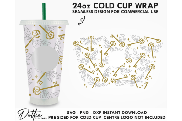 Flying Keys Cold Cup SVG 24oz: Tumbler Wrap Graphics