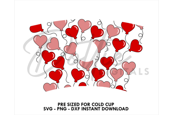 Heart Balloons Cold Cup SVG 24oz