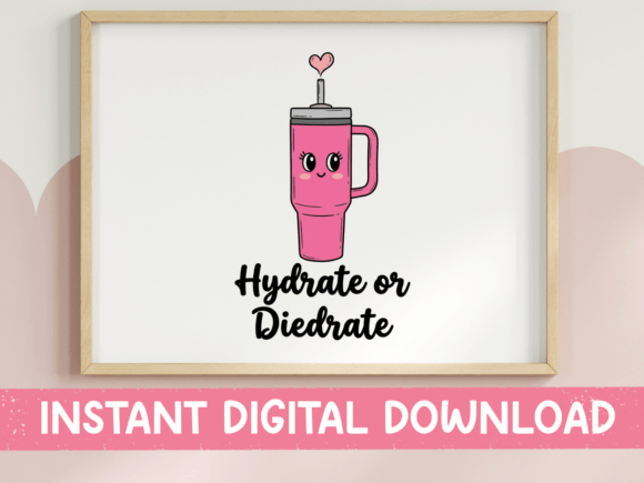 Hydrate or Diedrate Kawaii Tumbler SVG for T-Shirt Designs & Graphics