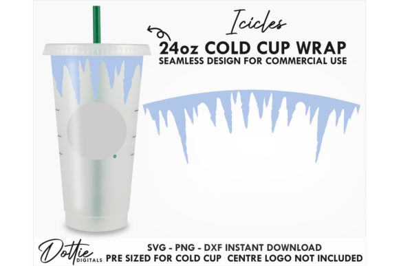 Icicles Cold Cup SVG 24oz Graphics & Tumbler Wraps