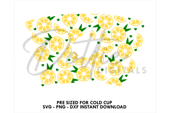 Lemons Cold Cup SVG 24oz: Graphics for Tumbler Wraps