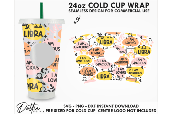 Libra Star Sign Cold Cup SVG 24oz Graphics Tumbler Wraps