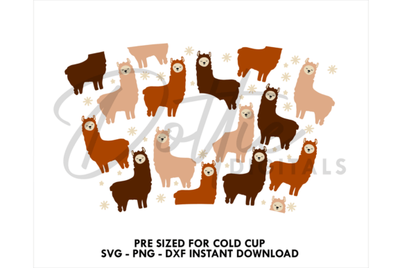 Llamas Alpaca Cold Cup SVG: Tumbler Wraps & Graphics