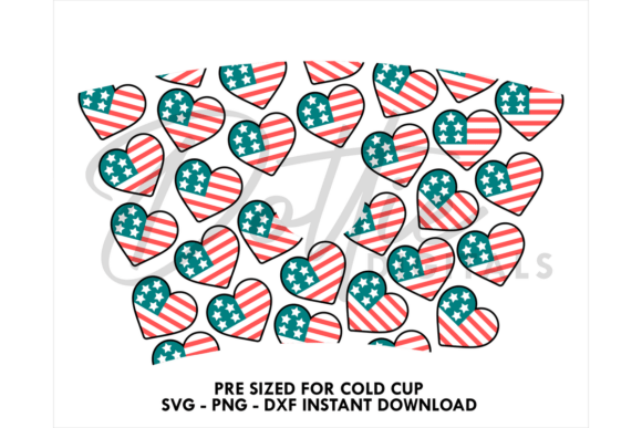 Love America Cold Cup SVG Tumbler Wrap Graphics