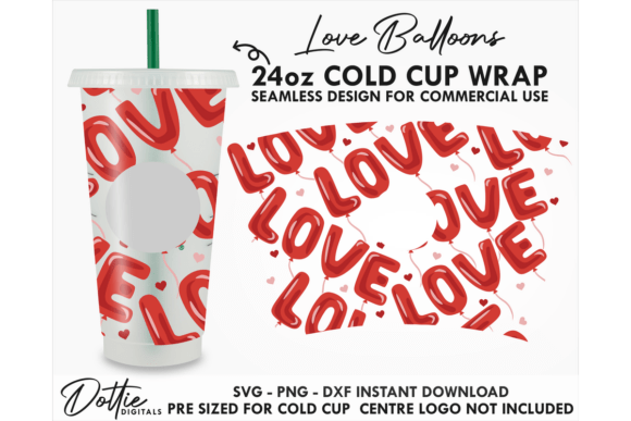 Love Balloons Vday Cold Cup: Graphics & Tumbler Wraps