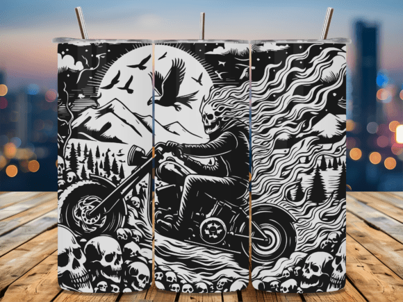 Macabre Skeleton Rider SVG Graphics for Tumbler Wraps