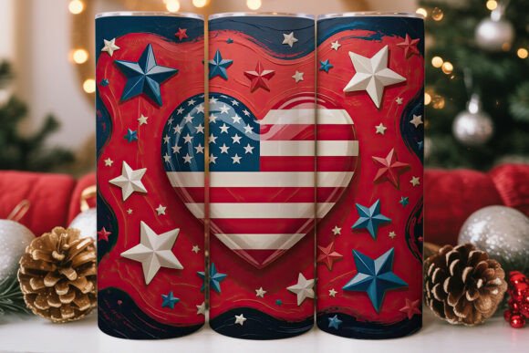 Patriotic Heart 20oz Tumbler Wrap: Graphics & Wraps