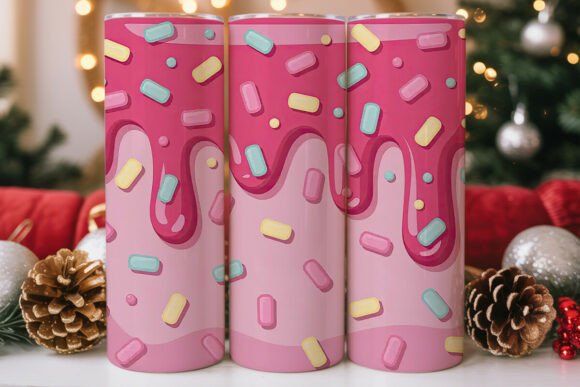 Pink Drip Sprinkle Tumbler Wrap Graphics and Tumbler Wraps