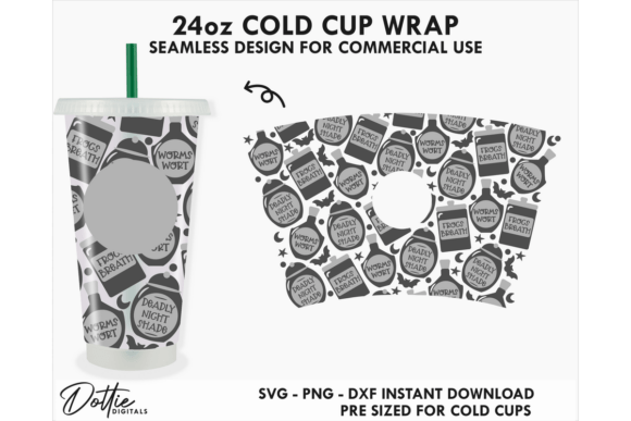Potion Halloween Cold Cup SVG 24oz Graphics & Tumbler Wraps