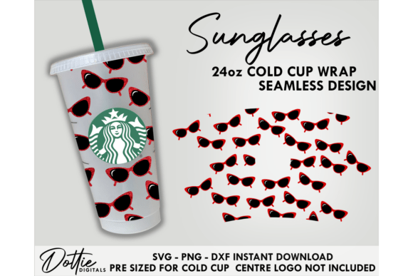 Sunglasses Cold Cup SVG 24oz: Graphics & Tumbler Wraps