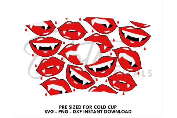 Vampire Teeth Cold Cup SVG 24oz – Graphics for Tumbler Wraps
