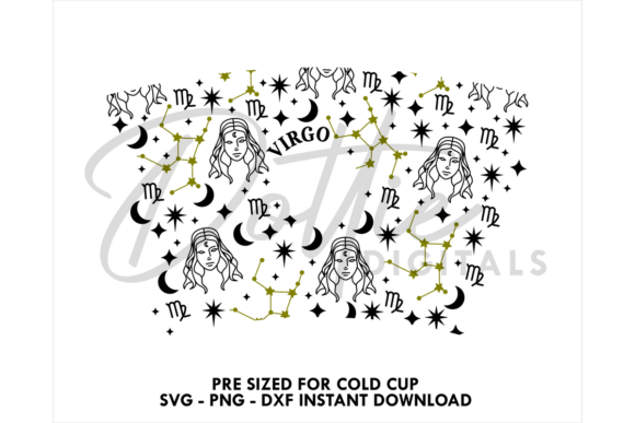 Virgo Star Sign Cold Cup SVG 24oz for Tumbler Wraps Graphics